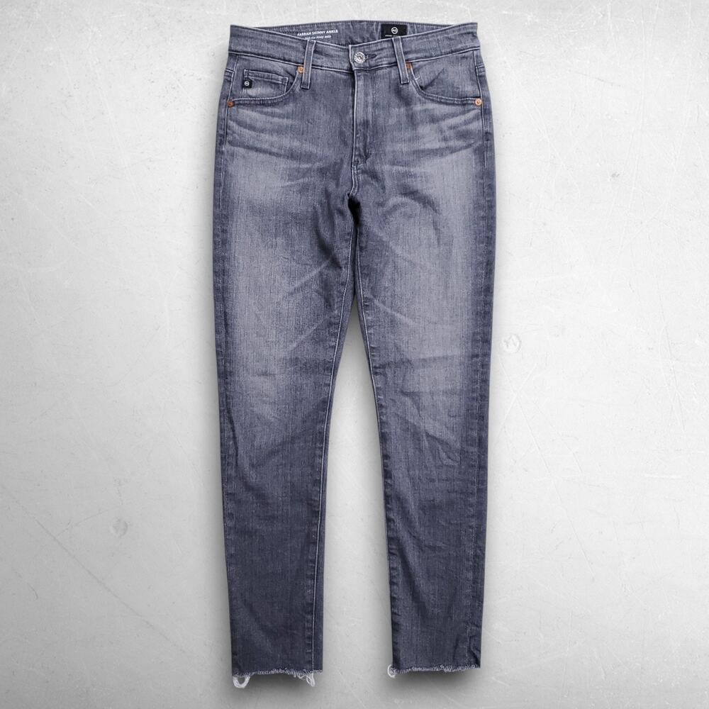 AG‎ Farrah Jeans High Rise Skinny Ankle Frayed Hem Stretch Women 26R Gray